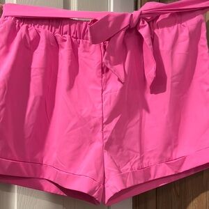 Bright Pink Tie-Waist Shorts